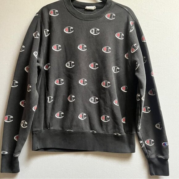Champion Reverse Weave thick cotton crewneck logo mural sweatshirt Sz M - Picture 2 of 8